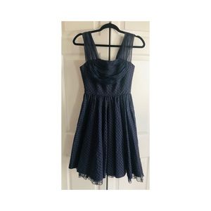 Anthropologie Girls from Savoy Peggy Sue Dress w/ Crinoline Navy Blue Size 2